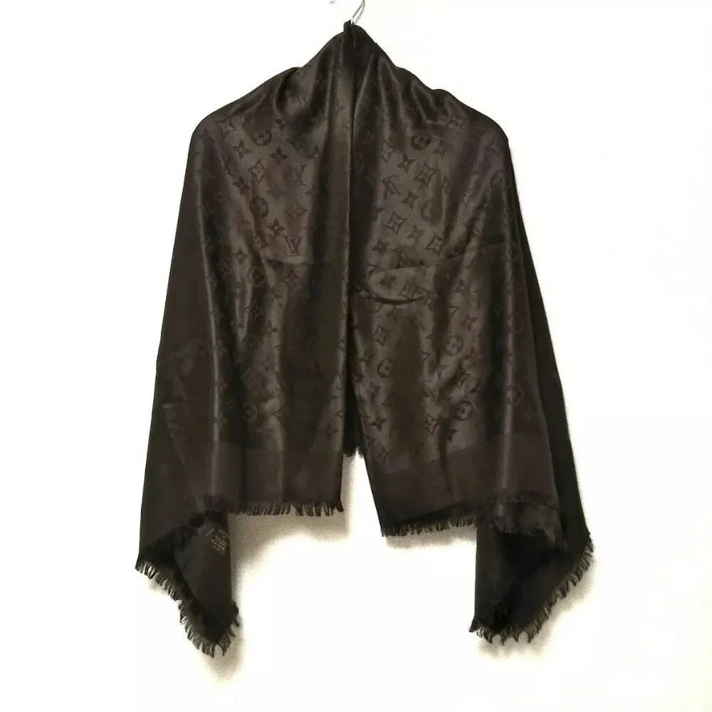 LOUIS VUITTON Monogram PatternDark Brown - Scarf Silk, Wool 428-010425
